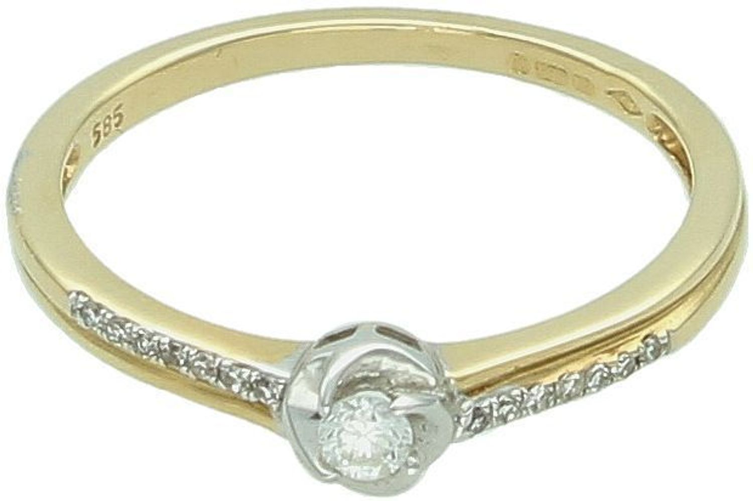 Złoty pierścionek z brylantami  Delikatna Kobiecość  Rozmiar 13  0660027157 HSI.jpg